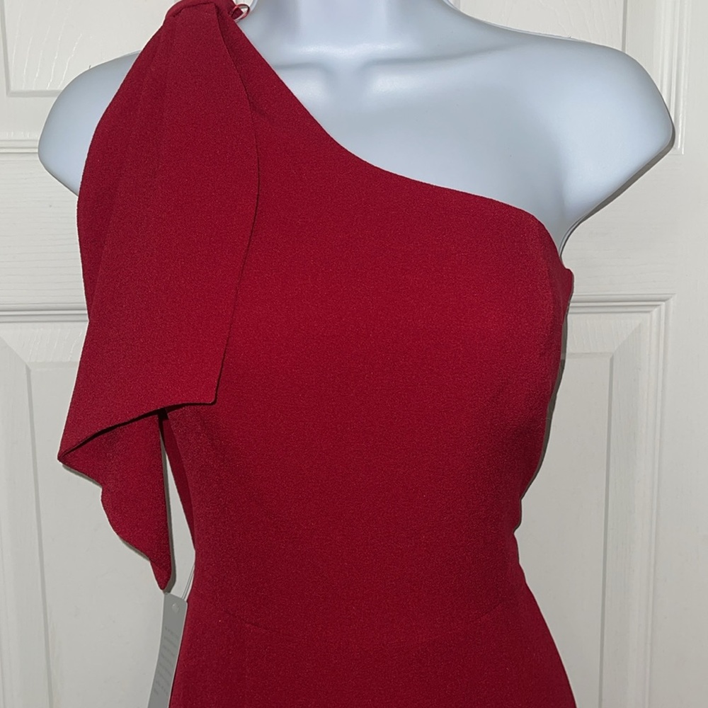 Dress the Population Elegant One-Shoulder Red Dress - Picture 2 of 5